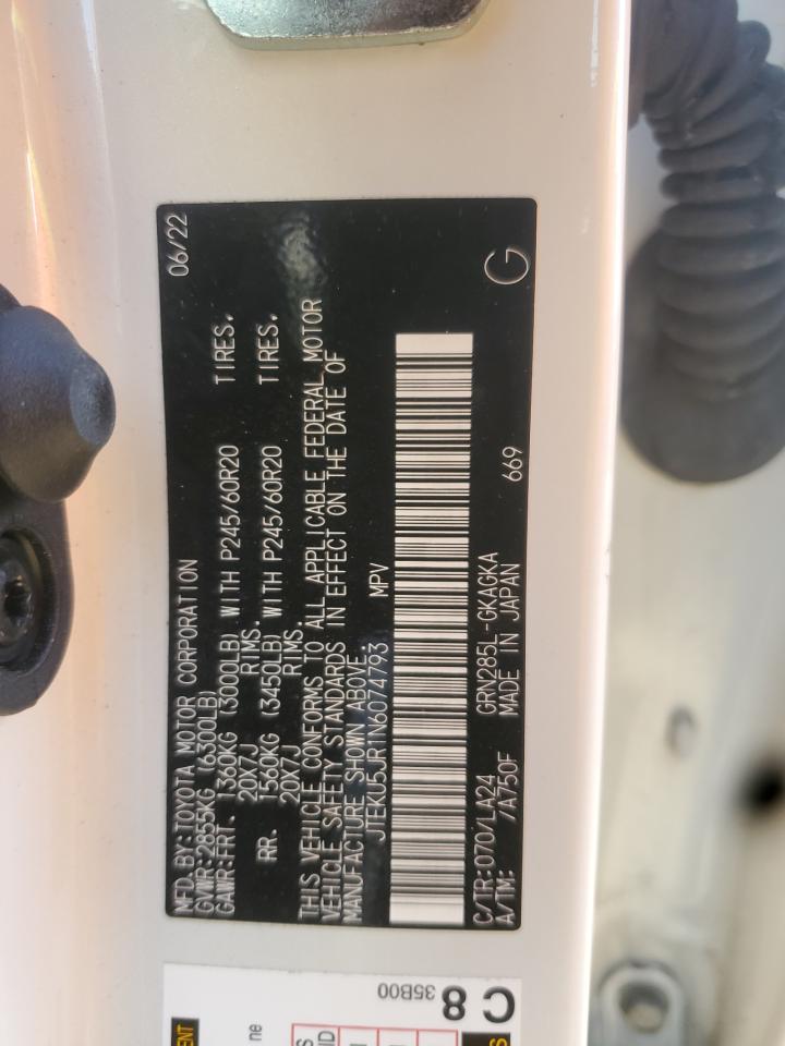 2022 Toyota 4Runner Limited VIN: JTEKU5JR1N6074793 Lot: 85342075