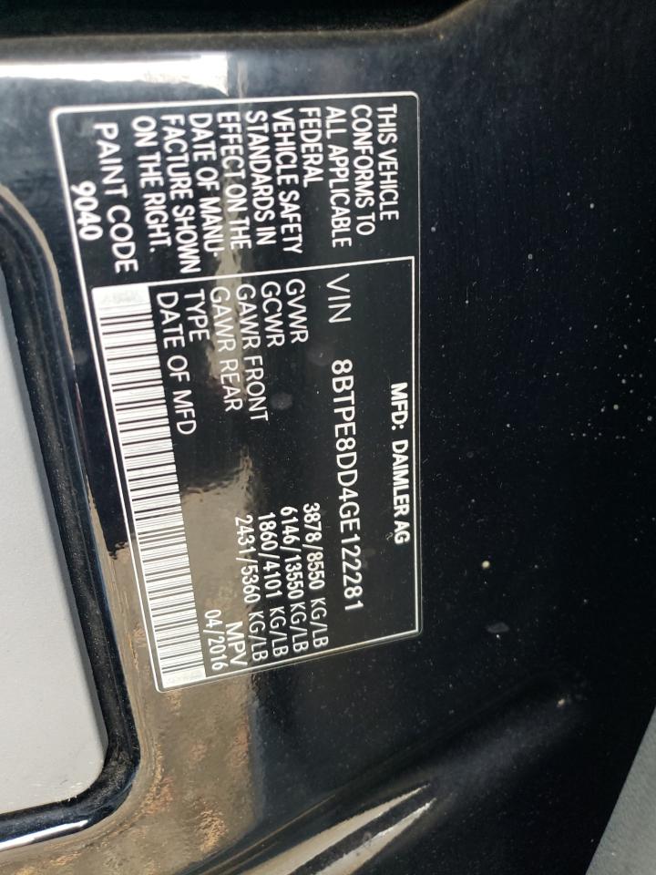 2016 Mercedes-Benz Sprinter 2500 VIN: 8BTPE8DD4GE122281 Lot: 90582535