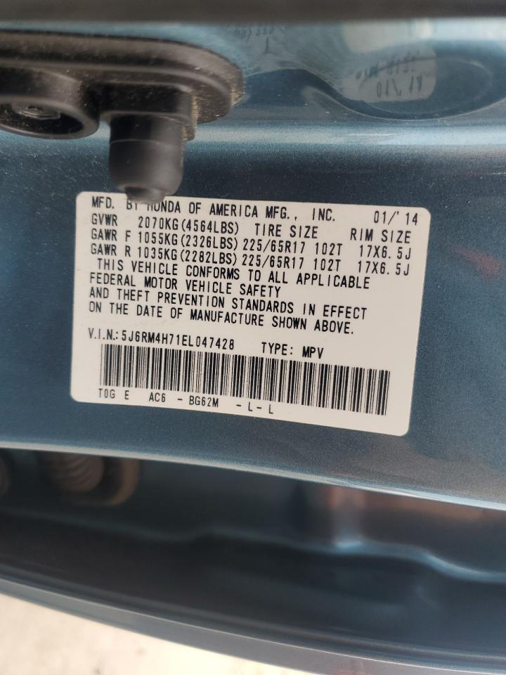 2014 Honda Cr-V Exl VIN: 5J6RM4H71EL047428 Lot: 85665935