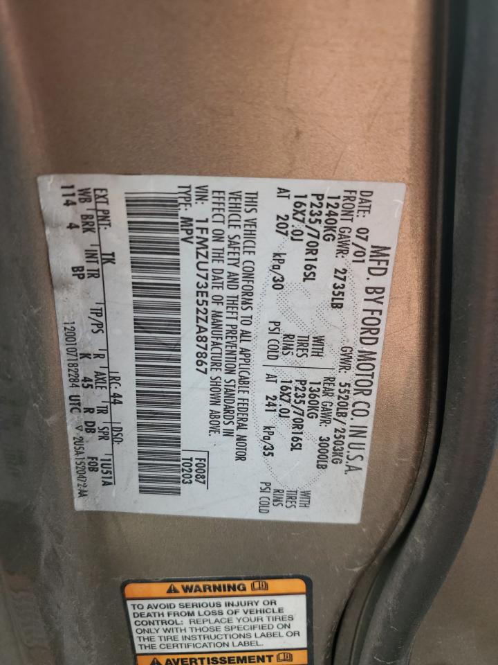 2002 Ford Explorer Xlt VIN: 1FMZU73E52ZA87867 Lot: 82479275