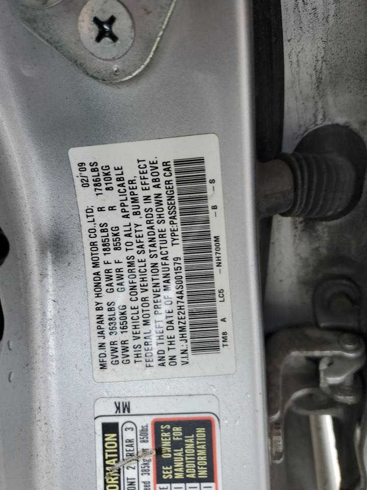 2010 Honda Insight Ex VIN: JHMZE2H74AS001579 Lot: 90097255