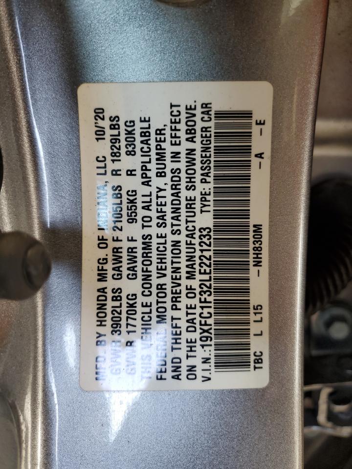 2020 Honda Civic Ex VIN: 19XFC1F32LE221233 Lot: 84593225