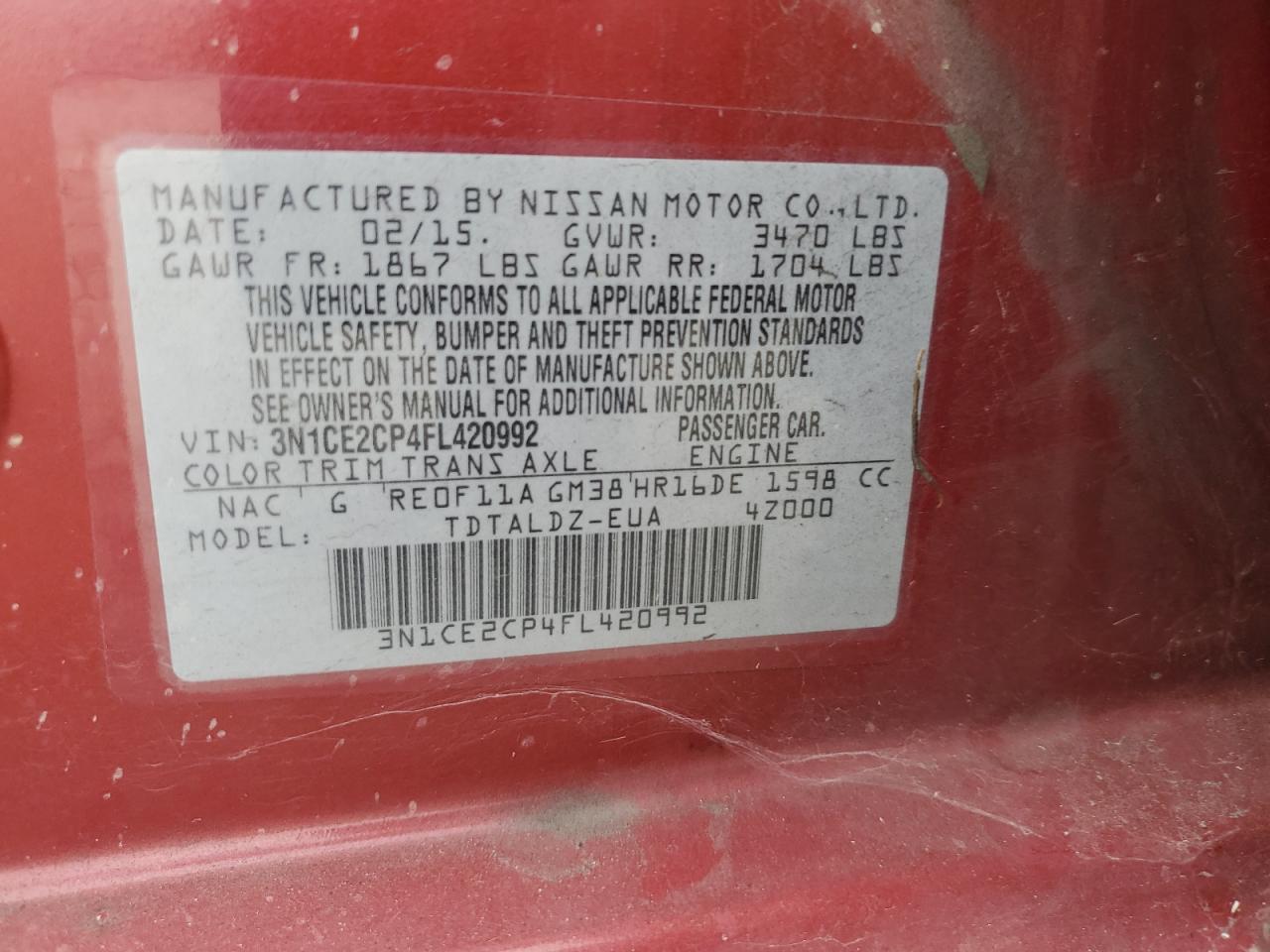 2015 Nissan Versa Note S VIN: 3N1CE2CP4FL420992 Lot: 84700765