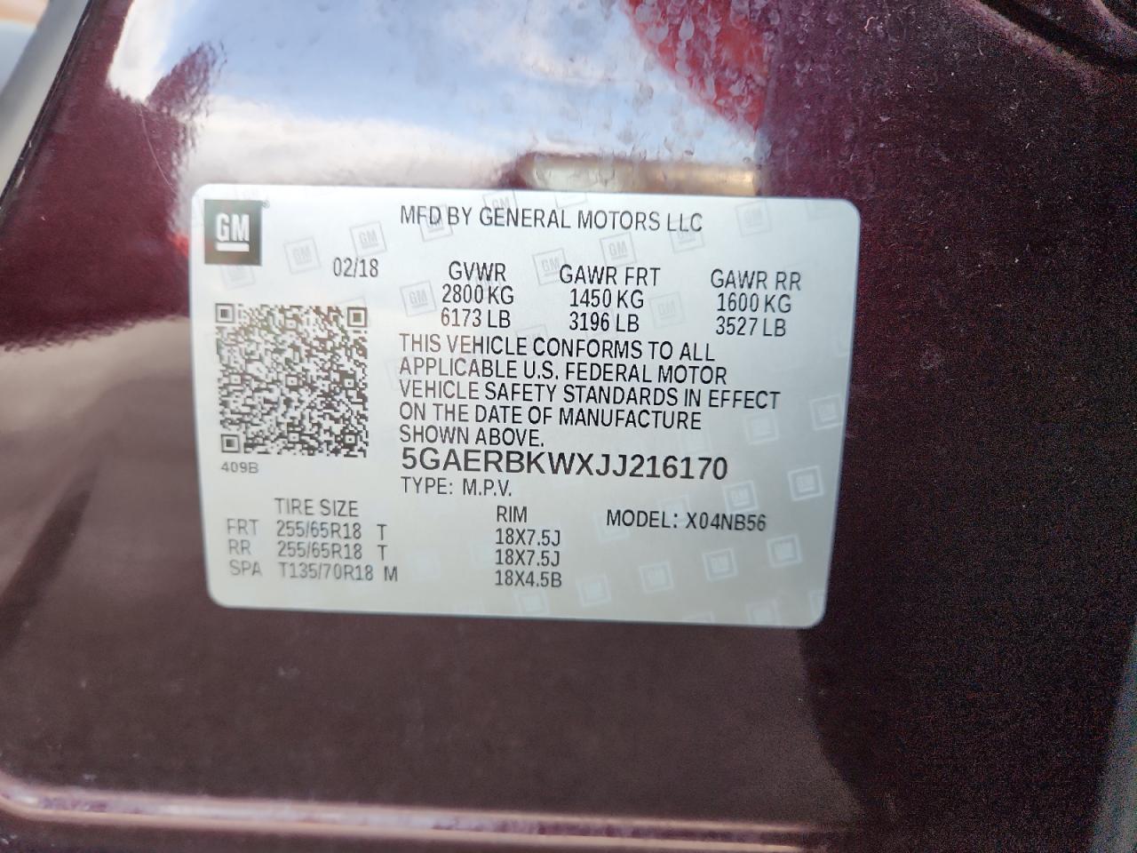 2018 Buick Enclave Essence VIN: 5GAERBKWXJJ216170 Lot: 84999395