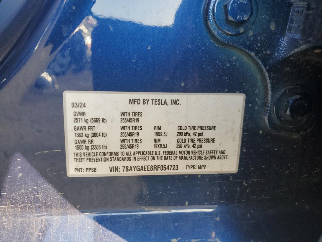 2024 Tesla Model Y VIN: 7SAYGAEE8RF054723 Lot: 82200875