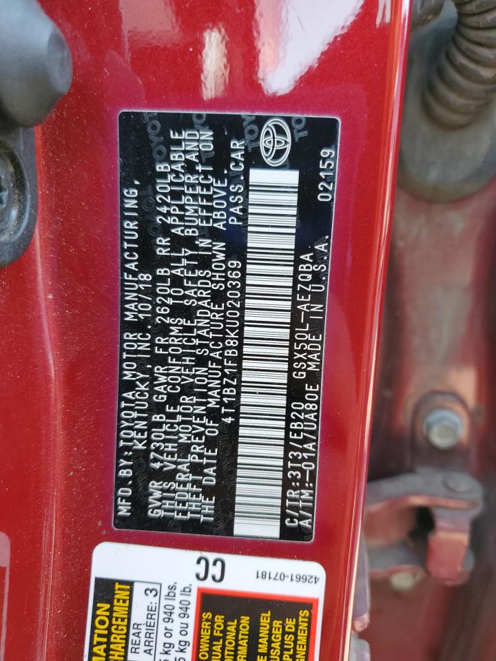 2019 Toyota Avalon Xle VIN: 4T1BZ1FB8KU020369 Lot: 86605635