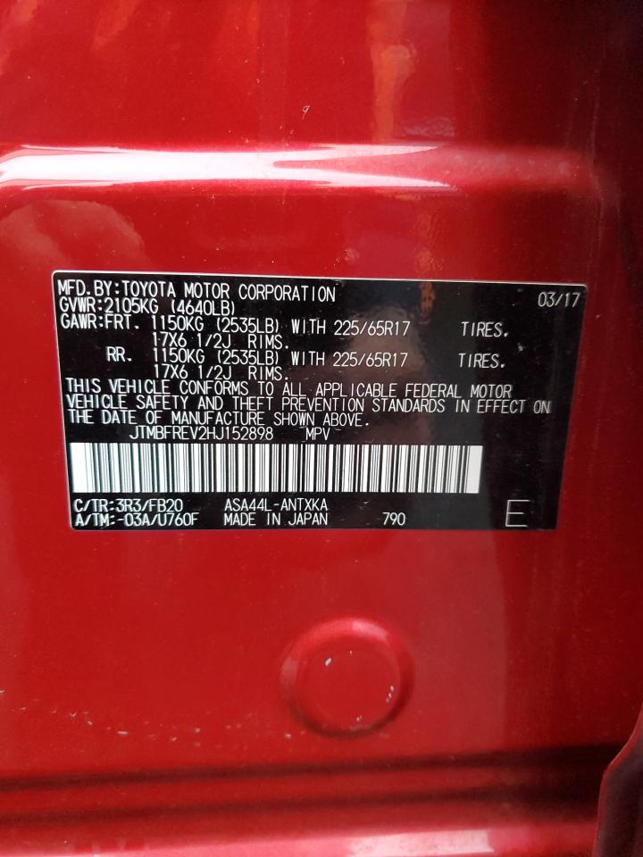 2017 Toyota Rav4 Le VIN: JTMBFREV2HJ152898 Lot: 85873255