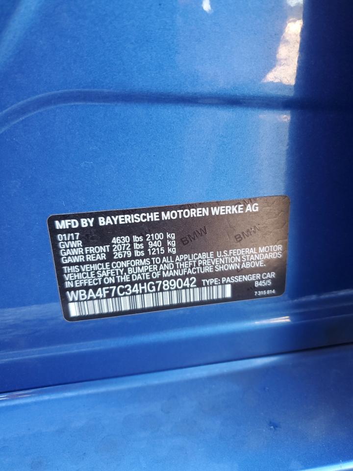 2017 BMW 430I Gran Coupe VIN: WBA4F7C34HG789042 Lot: 86625715