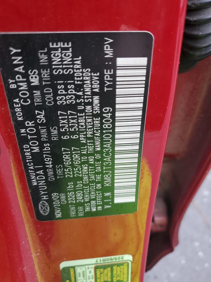 2010 Hyundai Tucson Gls VIN: KM8JT3AC3AU018049 Lot: 82477475