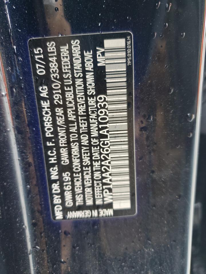 2016 Porsche Cayenne VIN: WP1AA2A26GLA10939 Lot: 86210525