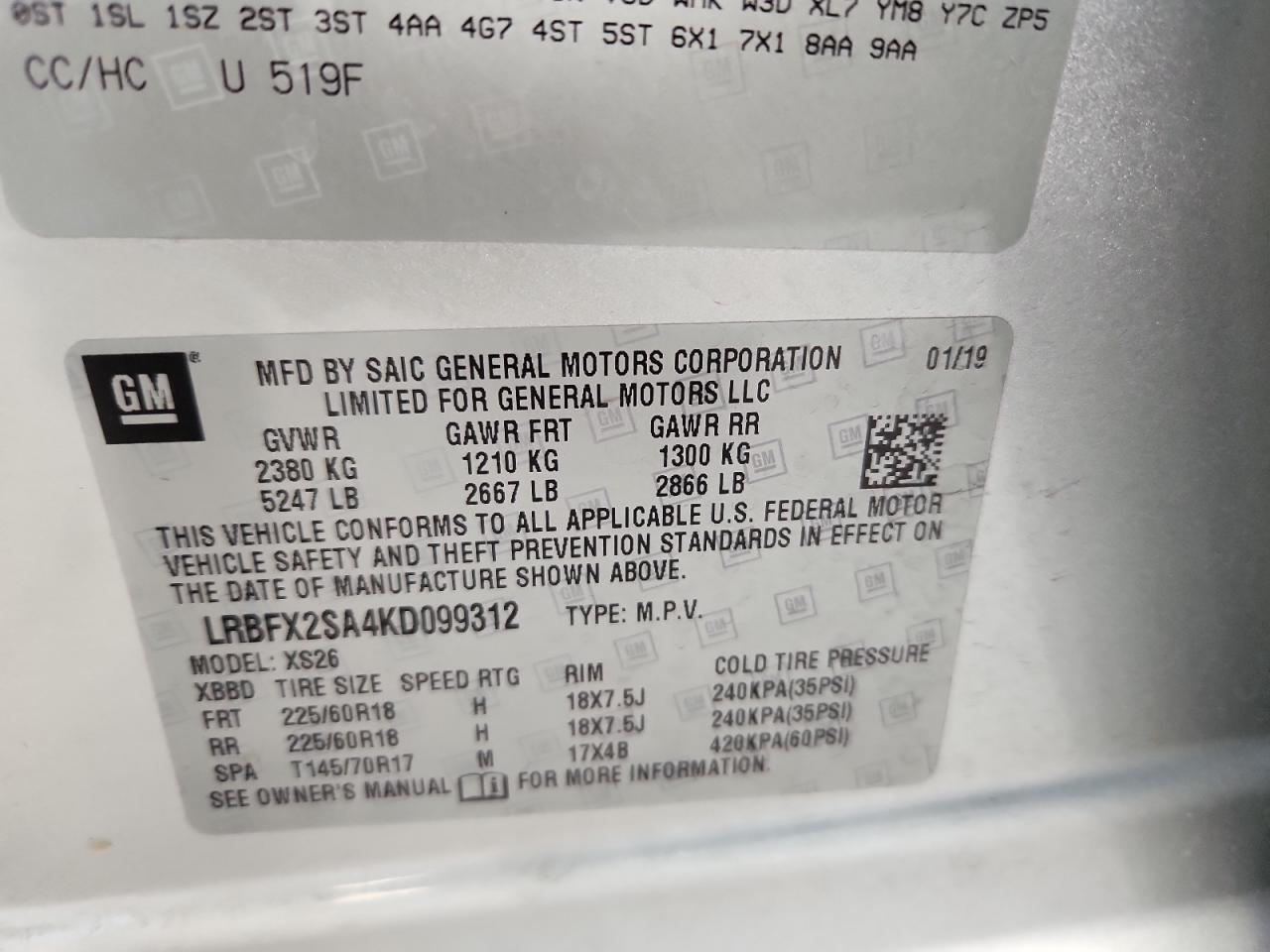 2019 Buick Envision Essence VIN: LRBFX2SA4KD099312 Lot: 90627775