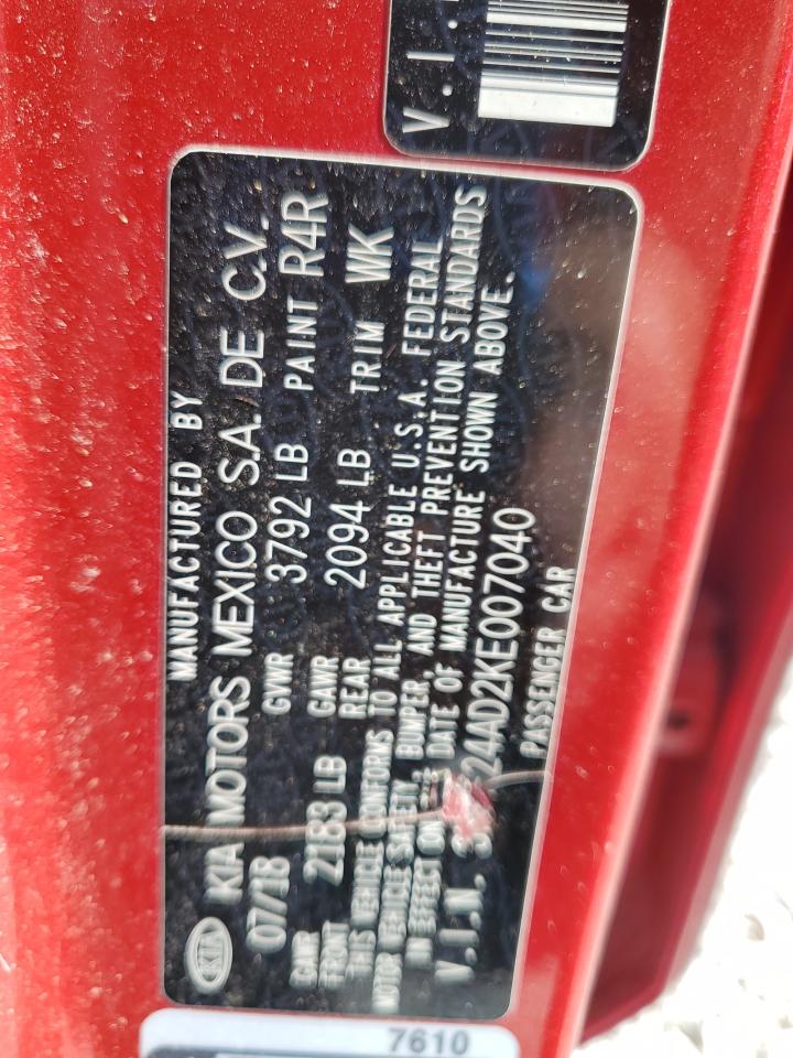 2019 Kia Forte Fe VIN: 3KPF24AD2KE007040 Lot: 85861405