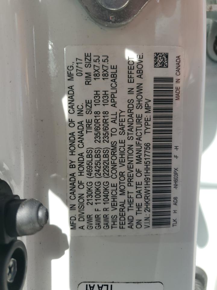 2017 Honda Cr-V Touring VIN: 2HKRW1H91HH517756 Lot: 89518115