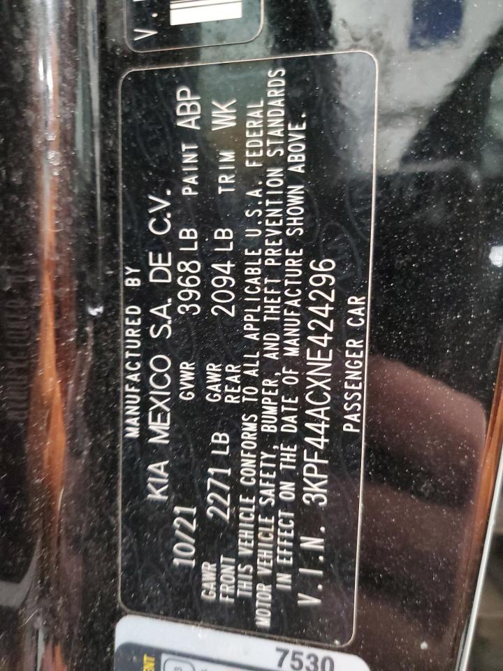 2022 Kia Forte Gt VIN: 3KPF44ACXNE424296 Lot: 82603995