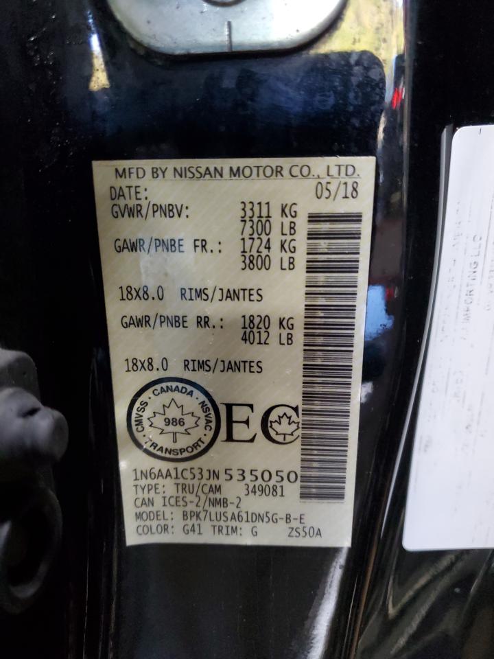 2018 Nissan Titan Sv VIN: 1N6AA1C53JN535050 Lot: 86888125