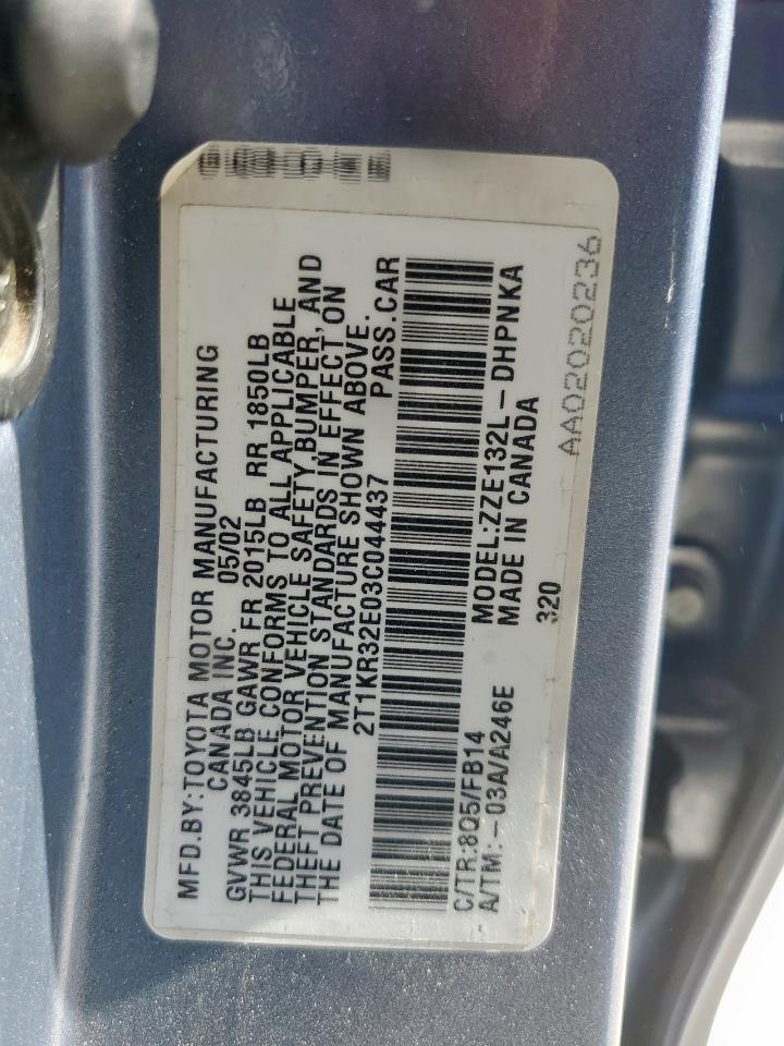 2003 Toyota Corolla Matrix Xr VIN: 2T1KR32E03C044437 Lot: 86104965