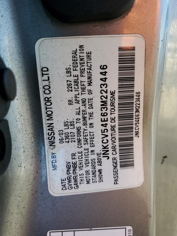 2003 Infiniti G35 VIN: JNKCV54E63M223446 Lot: 82330025