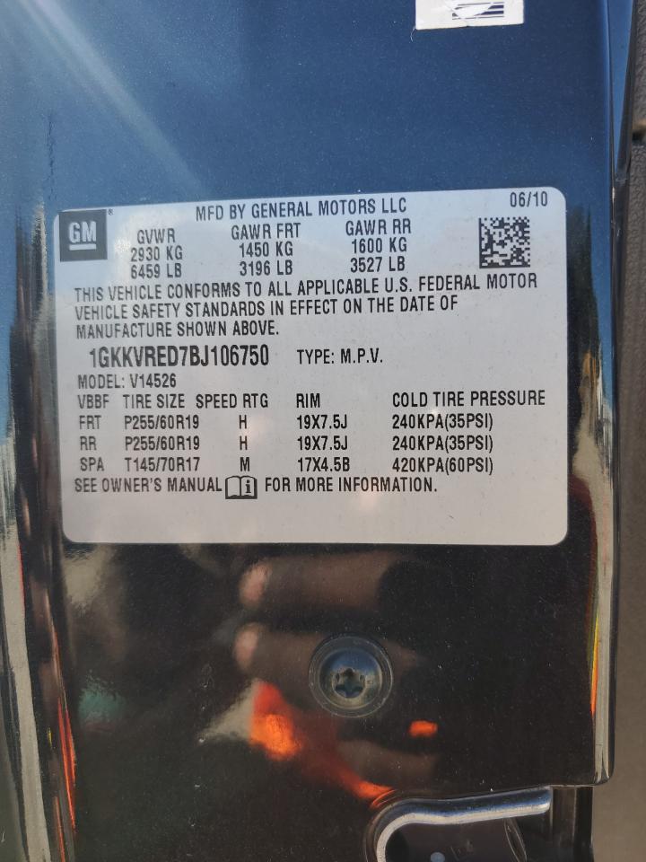 2011 GMC Acadia Slt-1 VIN: 1GKKVRED7BJ106750 Lot: 86807325