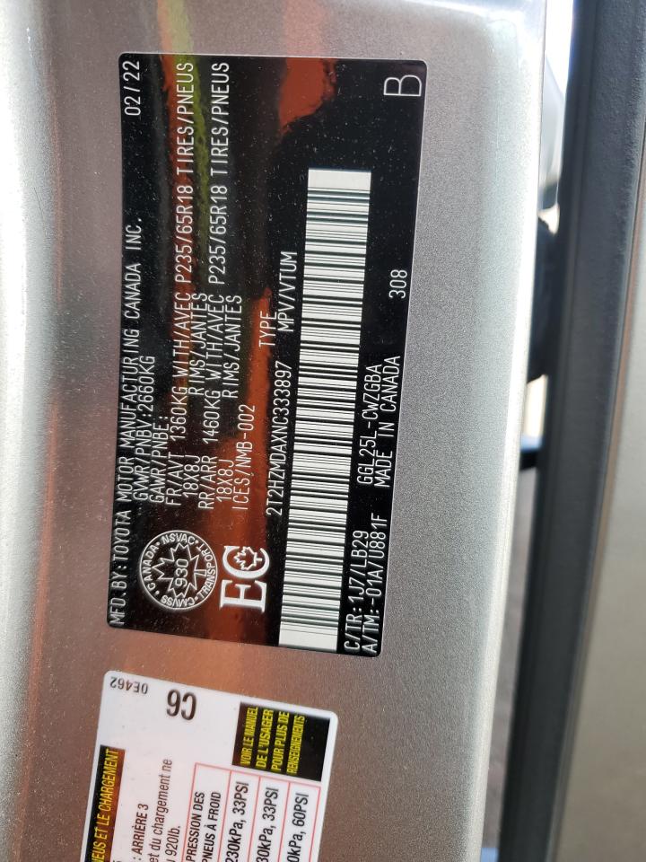 2022 Lexus Rx 350 VIN: 2T2HZMDAXNC333897 Lot: 85287175