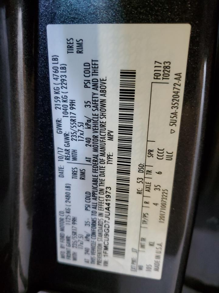 2018 Ford Escape Se VIN: 1FMCU9GD7JUA41973 Lot: 82638385