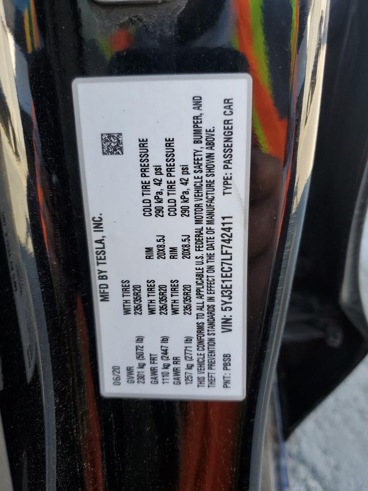 2020 Tesla Model 3 VIN: 5YJ3E1EC7LF742411 Lot: 90286495