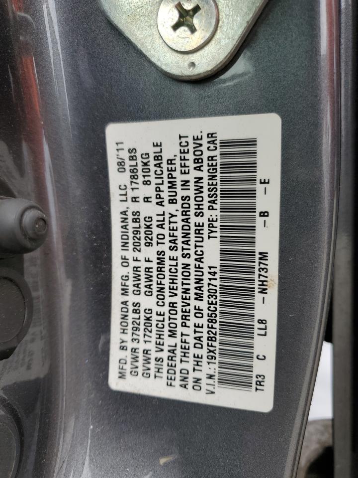 2012 Honda Civic Ex VIN: 19XFB2F85CE307141 Lot: 85768435