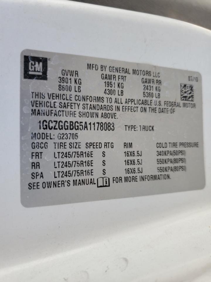 2010 Chevrolet Express G2500 VIN: 1GCZGGBG5A1178083 Lot: 90038525