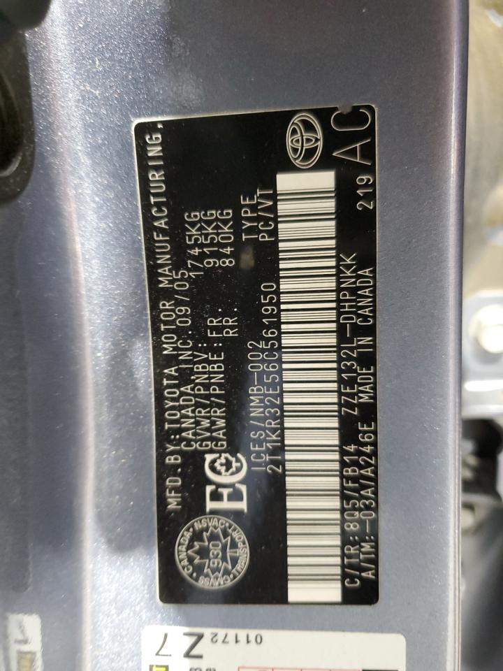 2006 Toyota Corolla Matrix Xr VIN: 2T1KR32E56C561950 Lot: 82358885