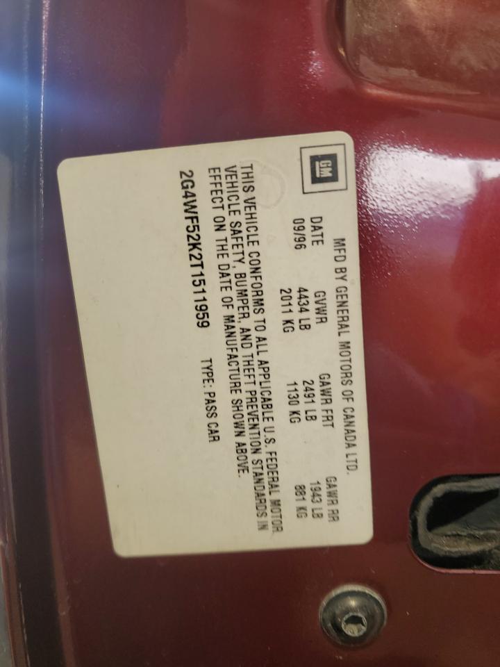 1996 Buick Regal Gran Sport VIN: 2G4WF52K2T1511959 Lot: 82225155