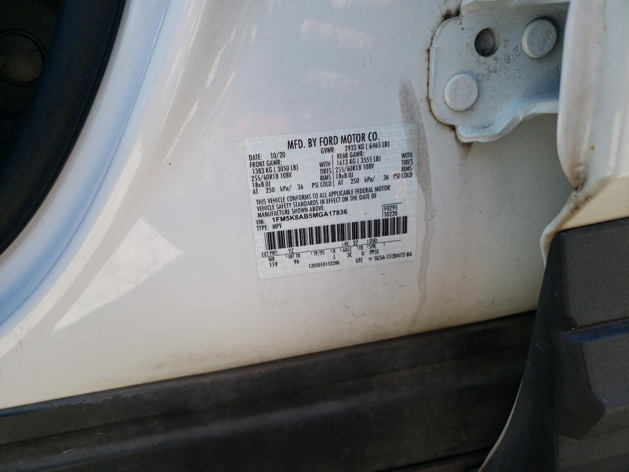 2021 Ford Explorer Police Interceptor VIN: 1FM5K8AB5MGA17836 Lot: 84435725