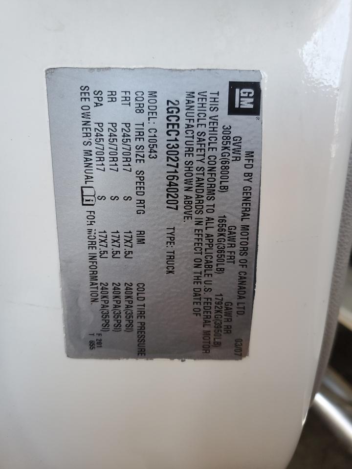 2007 Chevrolet Silverado C1500 Crew Cab VIN: 2GCEC130271640207 Lot: 81934535