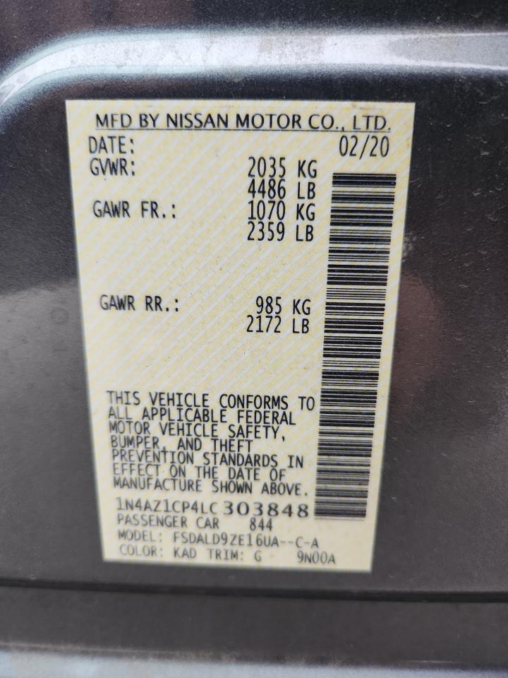 2020 Nissan Leaf Sv VIN: 1N4AZ1CP4LC303848 Lot: 93416845