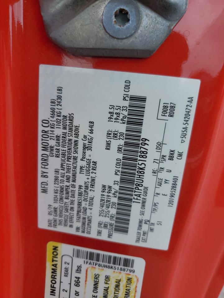 2019 Ford Mustang VIN: 1FATP8UH8K5188799 Lot: 85849215