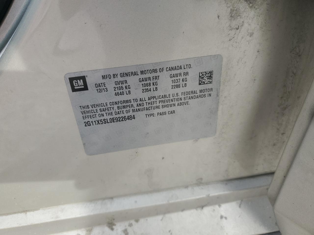 2014 Chevrolet Impala Ls VIN: 2G11X5SL0E9226484 Lot: 84945365