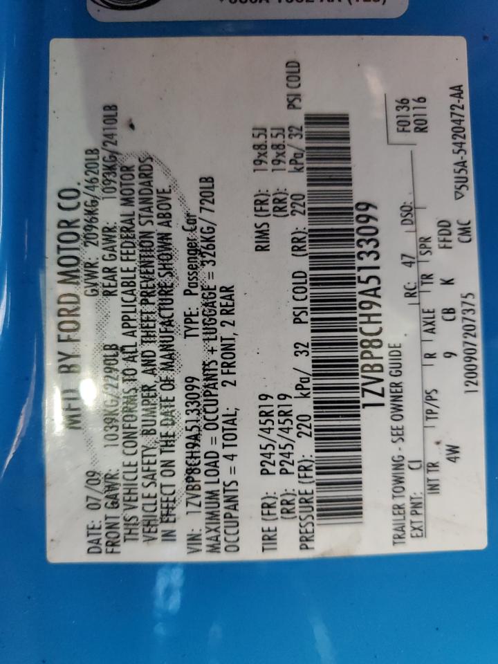 2010 Ford Mustang Gt VIN: 1ZVBP8CH9A5133099 Lot: 84927695