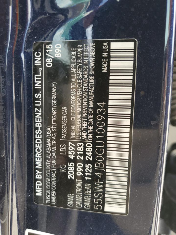 2016 Mercedes-Benz C 300 VIN: 55SWF4JB0GU100934 Lot: 82450875