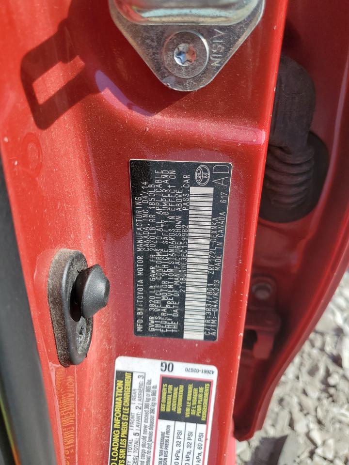 2014 Toyota Corolla L VIN: 2T1BURHE3EC159982 Lot: 82007385