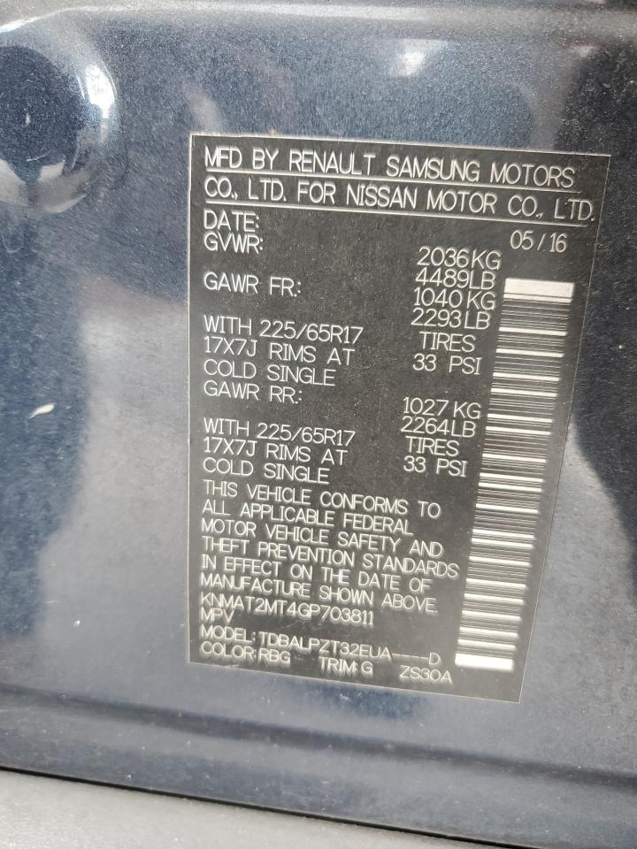 2016 Nissan Rogue S VIN: KNMAT2MT4GP703811 Lot: 85203785