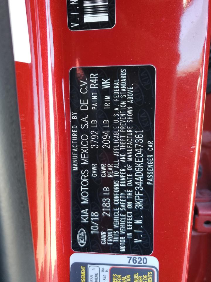 2019 Kia Forte Gt Line VIN: 3KPF34AD6KE047361 Lot: 89615675