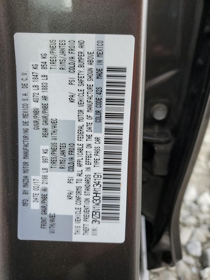 2017 Mazda 3 Grand Touring VIN: 3MZBN1W30HM134191 Lot: 85185655