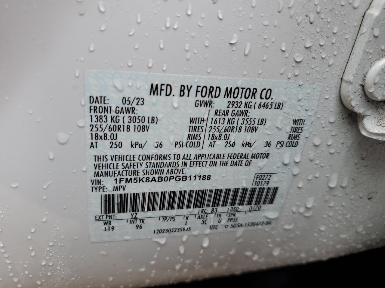 2023 Ford Explorer Police Interceptor VIN: 1FM5K8AB0PGB11188 Lot: 85291525