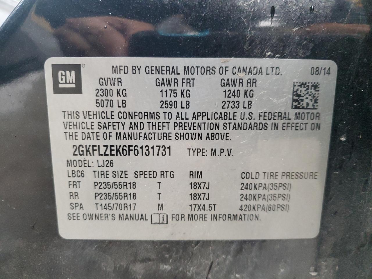 2015 GMC Terrain Denali VIN: 2GKFLZEK6F6131731 Lot: 87128825
