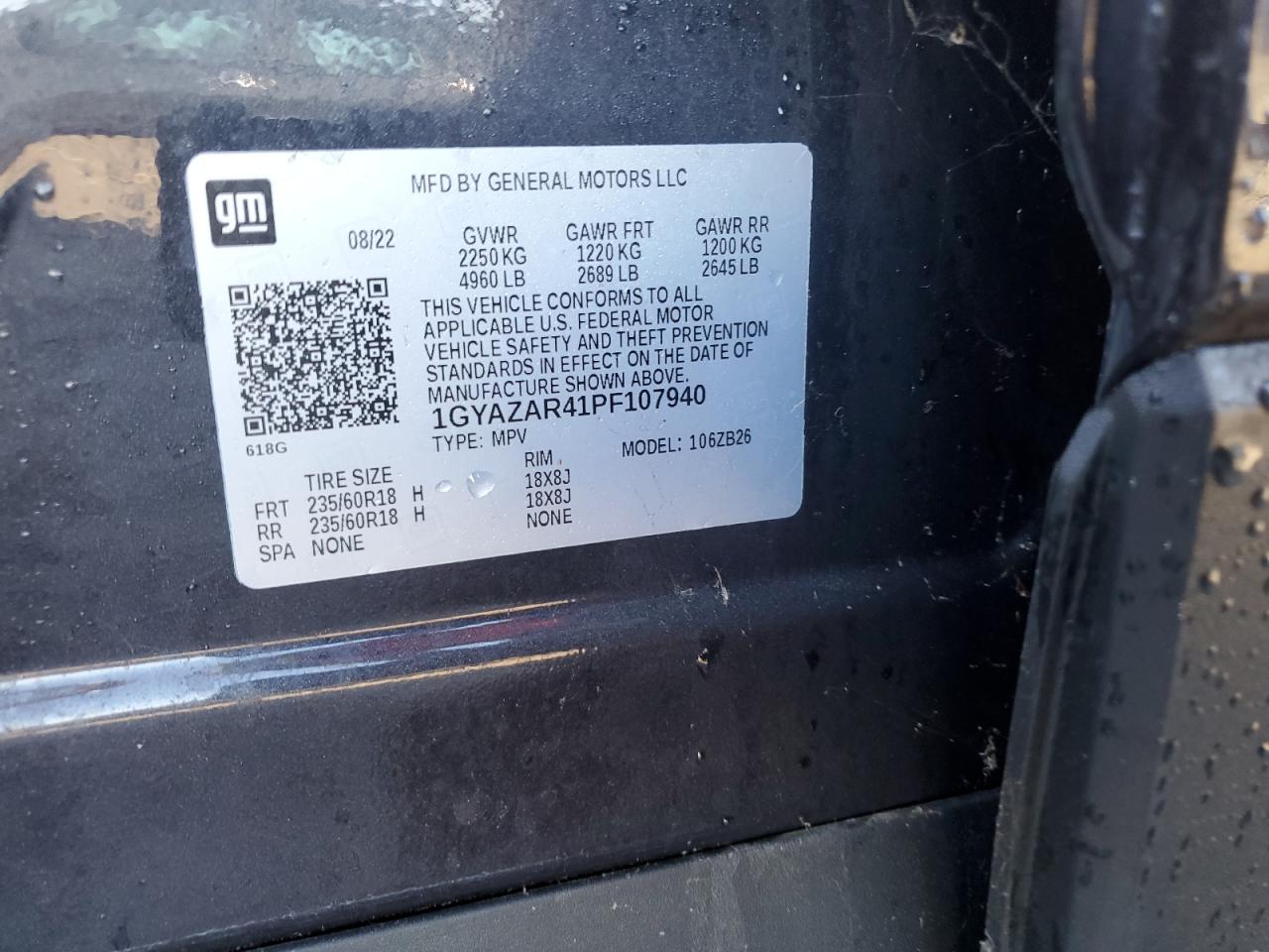 2023 Cadillac Xt4 Luxury VIN: 1GYAZAR41PF107940 Lot: 82339185