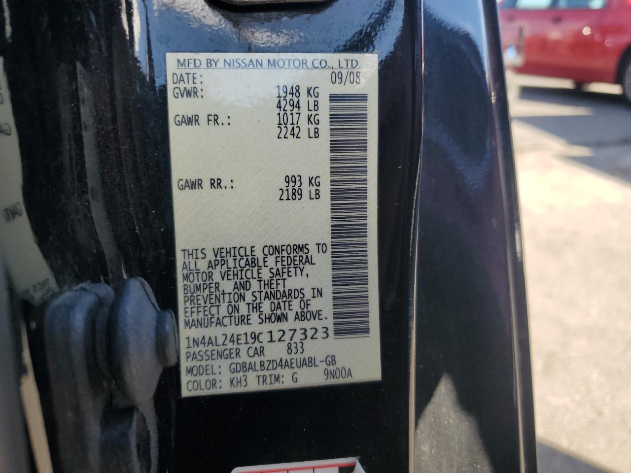 2009 Nissan Altima 2.5S VIN: 1N4AL24E19C127323 Lot: 85325445