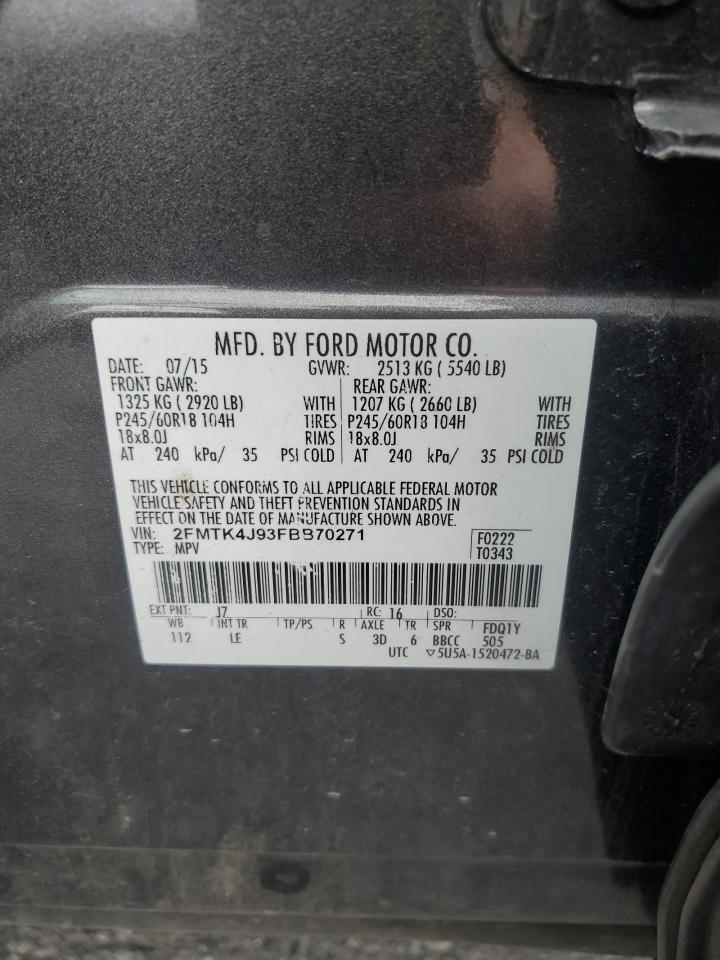 2015 Ford Edge Sel VIN: 2FMTK4J93FBB70271 Lot: 87084775