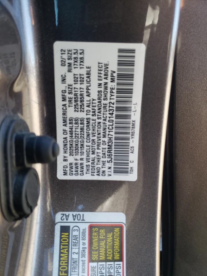 2012 Honda Cr-V Exl VIN: 5J6RM3H71CL014372 Lot: 89716375