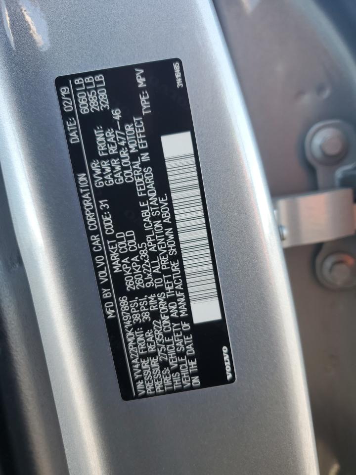 2019 Volvo Xc90 T6 R-Design VIN: YV4A22PM0K1497886 Lot: 85390205