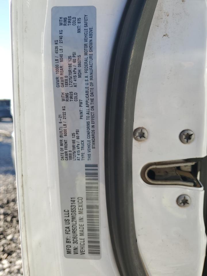 2021 Ram 2500 Big Horn VIN: 3C6UR5DL2MG653141 Lot: 90056315