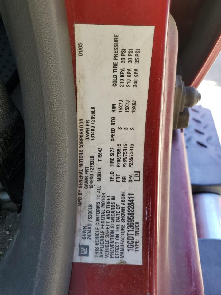 2005 Chevrolet Colorado VIN: 1GCDT136958228411 Lot: 85948195