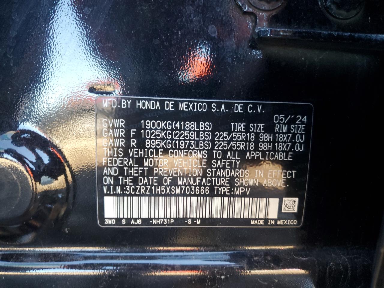 2025 Honda Hr-V Lx VIN: 3CZRZ1H3XSM717288 Lot: 86108405